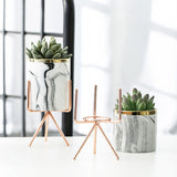 Nordic Marble Pattern Ceramic Iron Art Vase - Level Decor