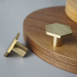HexaTop Brass Cabinet Knobs and Handles - Level Decor
